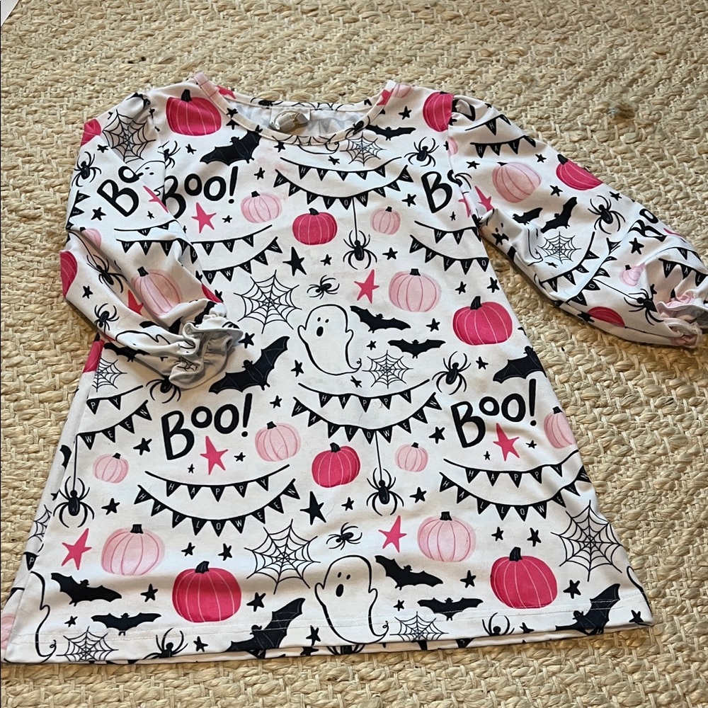 Spooky Boo Kids Halloween Dress - Pink & Black